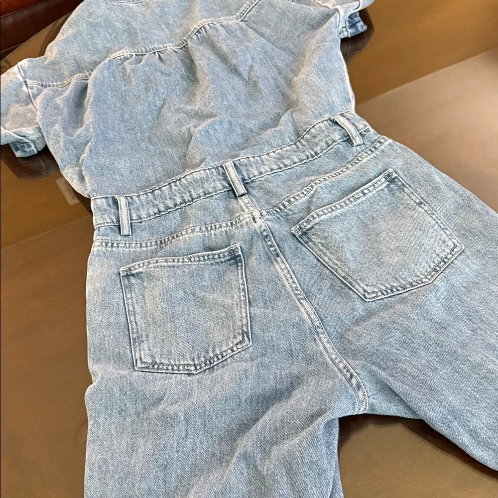 Light Blue Denim Women's overalls - Picture 3 of 3